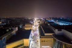 苏州观前街夜景人流航拍摄影图