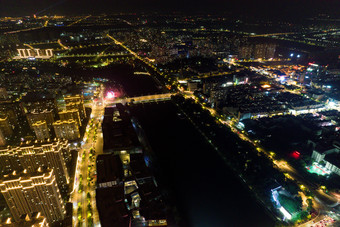 宿迁城市夜景大景航拍<strong>摄影图</strong>