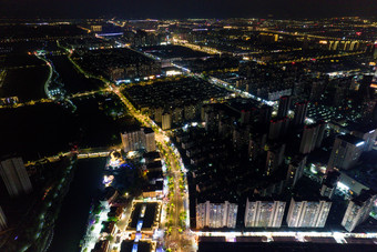 宿迁城市夜景大景航拍摄影图