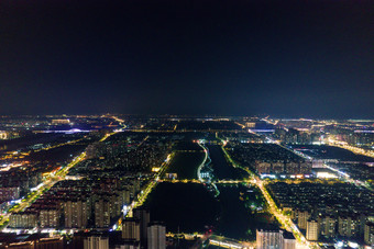 宿迁城市夜景大景航拍摄影图