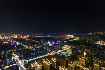 宿迁城市夜景大景航拍摄影图