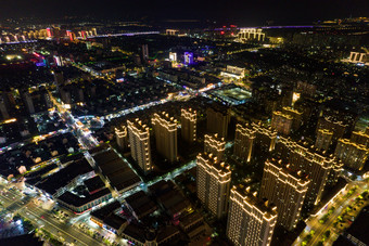 宿迁城市夜景大景航拍<strong>摄影图</strong>