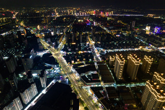 宿迁城市夜景大景航拍摄影图