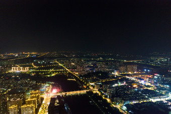 宿迁城市夜景大景航拍摄影图