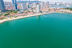 烟台城市建设航拍大海海洋