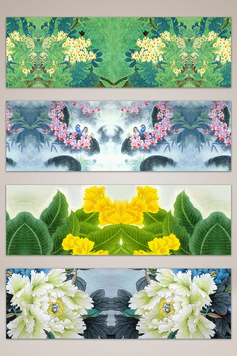 中国风牡丹花卉海报banner背景图片