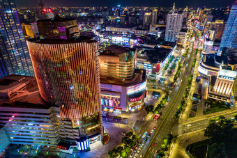 浙江宁波城市夜景灯光航拍摄影图