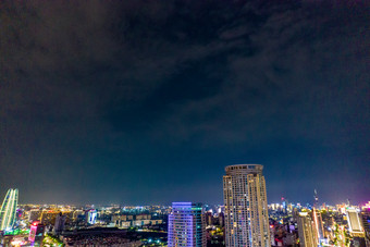 浙江宁波城市夜景灯光航拍摄影图