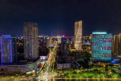 浙江宁波城市夜景灯光航拍摄影图