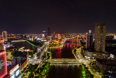 浙江宁波城市夜景灯光航拍摄影图