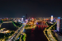 浙江宁波城市夜景灯光航拍摄影图