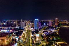 浙江宁波城市夜景灯光航拍摄影图