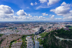 浙江台州城市风光蓝天白云天际线航拍摄影图