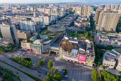 浙江台州商务区市民广场航拍摄影图