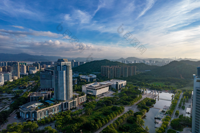 浙江台州商务区市民广场航拍摄影图