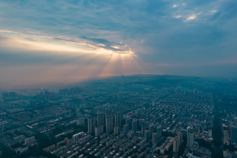 淄博城市日出航拍摄影图