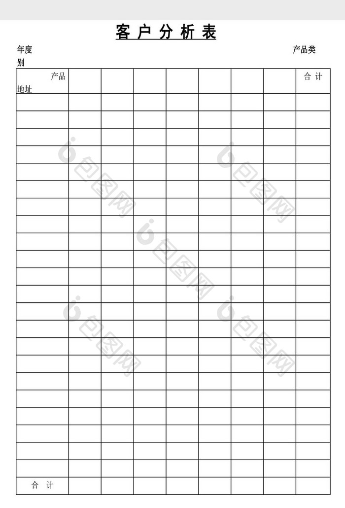 营销管理客户分析表Word文档