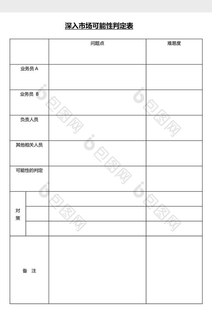 营销管理市场判定表Word文档