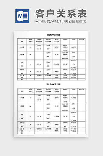 营销管理客户关系表Word文档图片