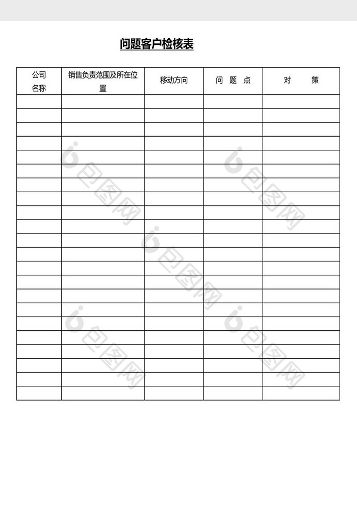 营销管理客户检核表Word文档