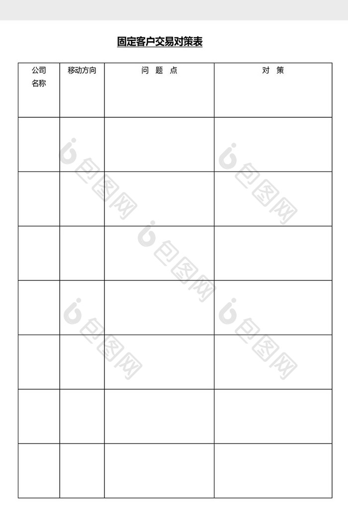 营销管理客户交易对策表Word文档