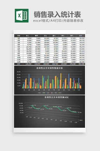 黑色销售录入统计表excel模板图片