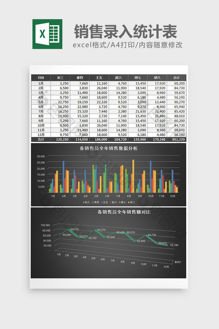 黑色销售录入统计表excel模板