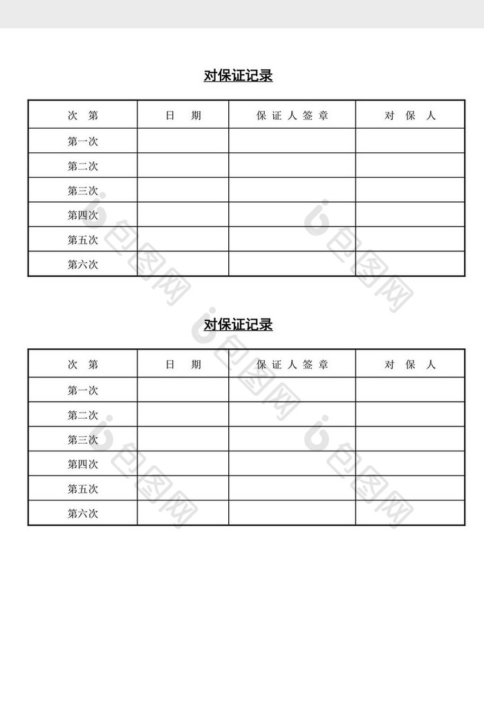 人事管理对保证记录word文档