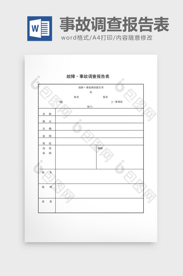 安全卫生检查表故障·事故调查word文档