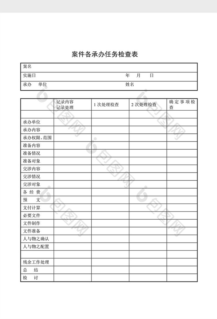 提案管理案件各承办任务检查表word文档