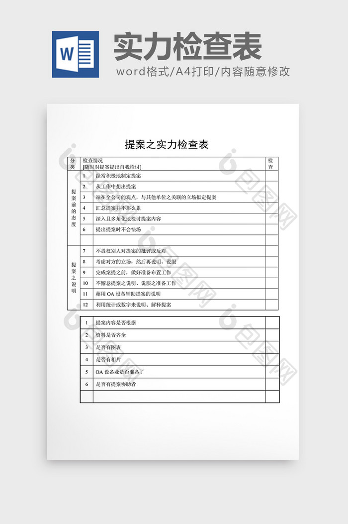 提案管理提案之实力检查表word文档