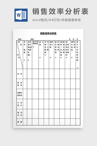 营销管理销售效率分析表Word文档图片