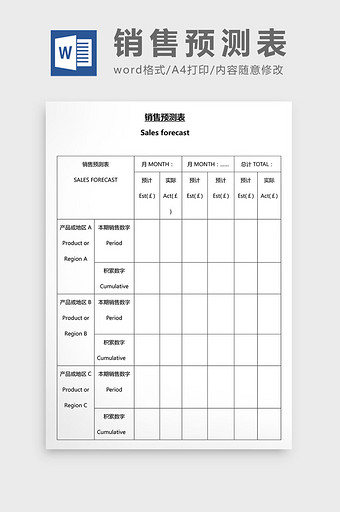 营销管理销售预测表Word文档图片