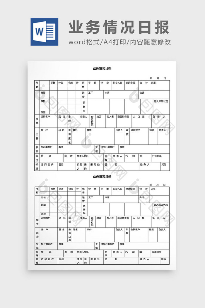 营销管理业务情况日报Word文档