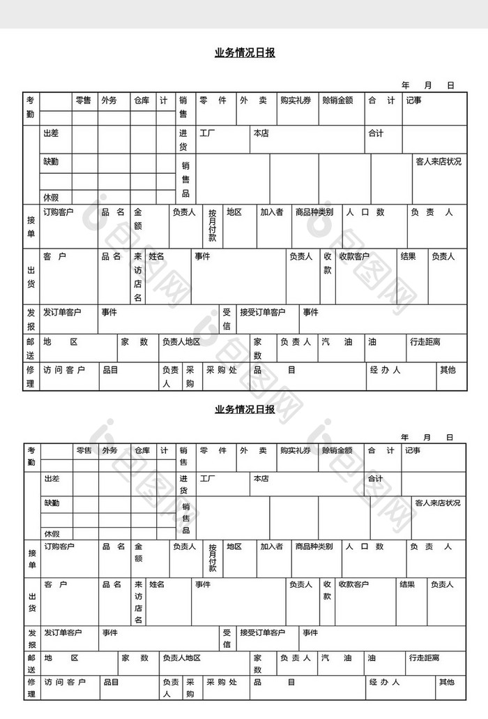 营销管理业务情况日报Word文档