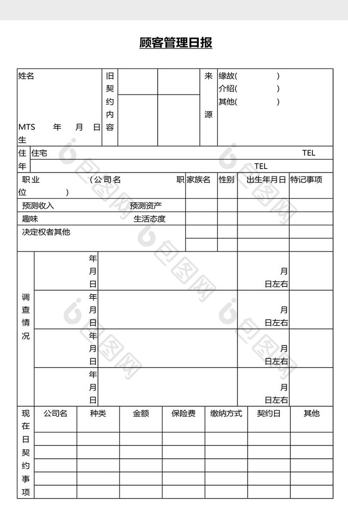 营销管理顾客管理日报Word文档