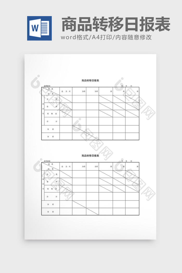 仓库管理商品转移日报表word文档