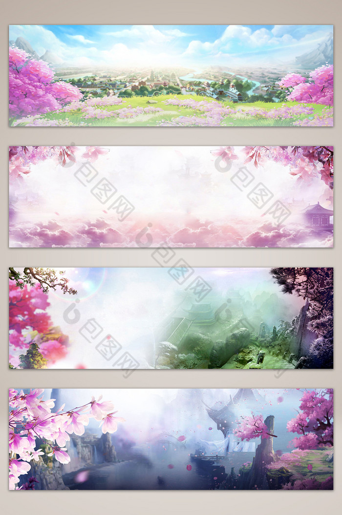 中国风天空花卉古风banner海报图片图片