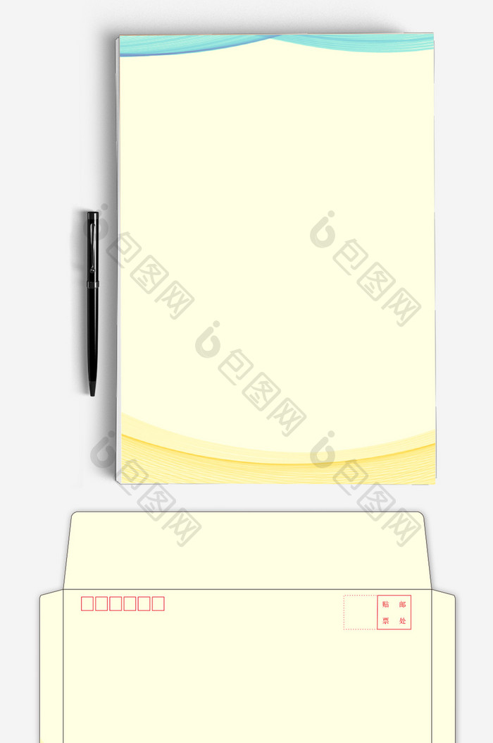 文艺简约AI企业信封信纸背景模板