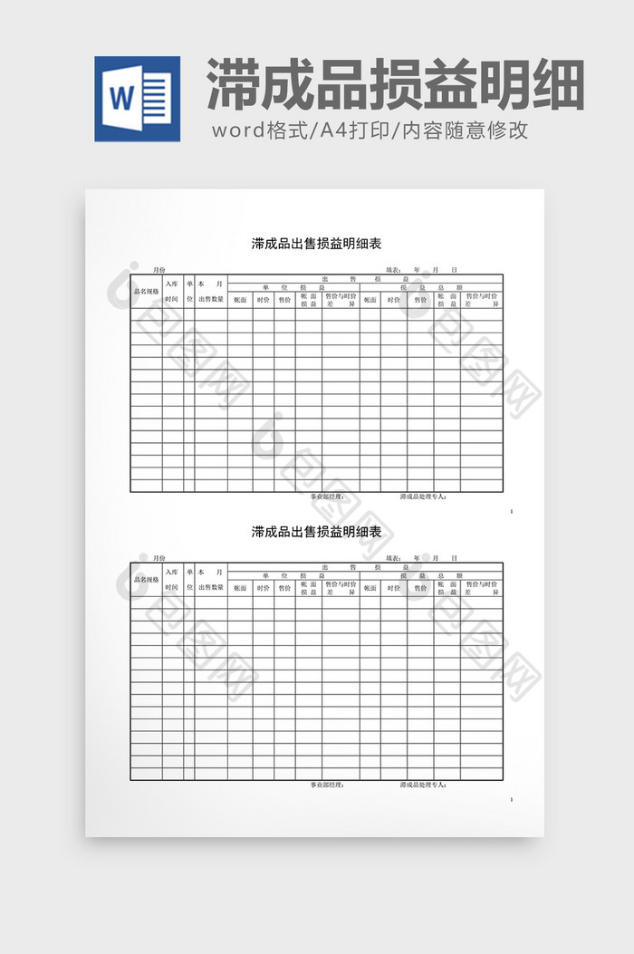 呆废料记录滞成品出售损益明细word文档