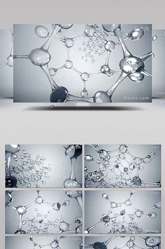 4K超清水演示分子旋转背景素材图片