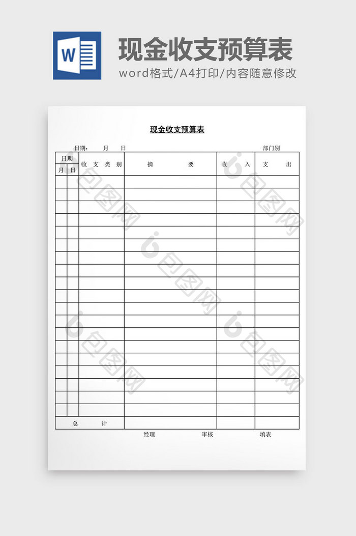 现金收支预算表word文档