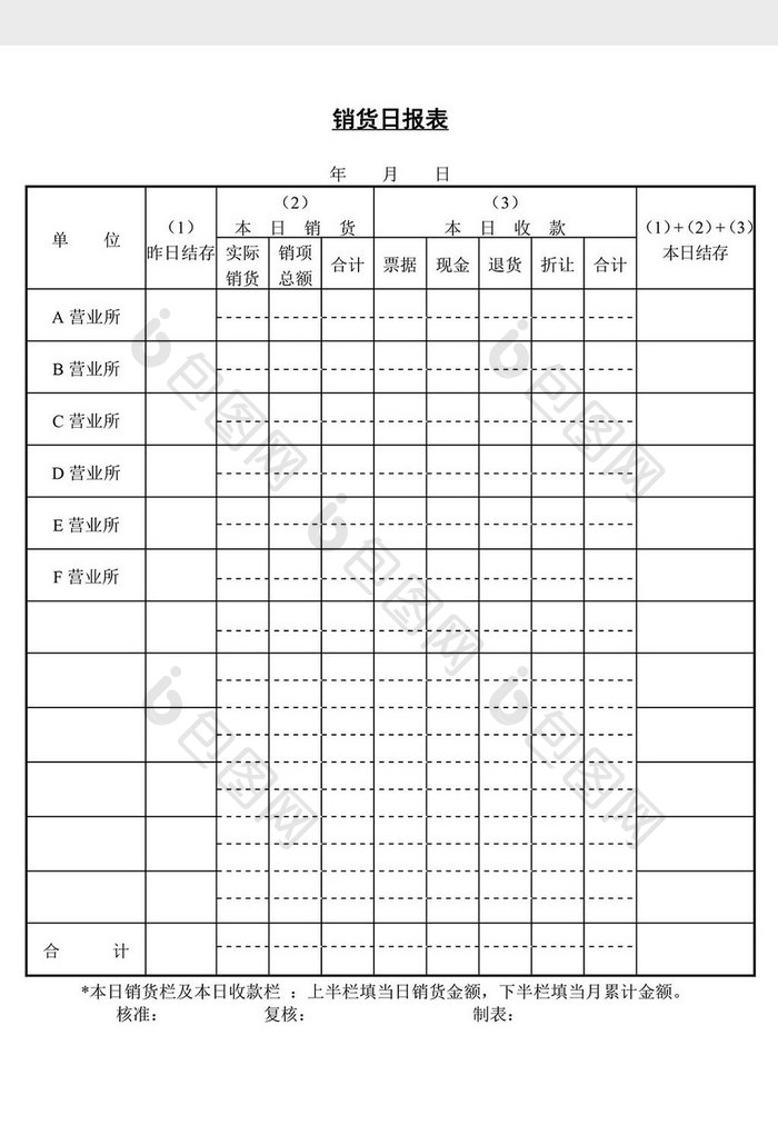 销货日报表word文档