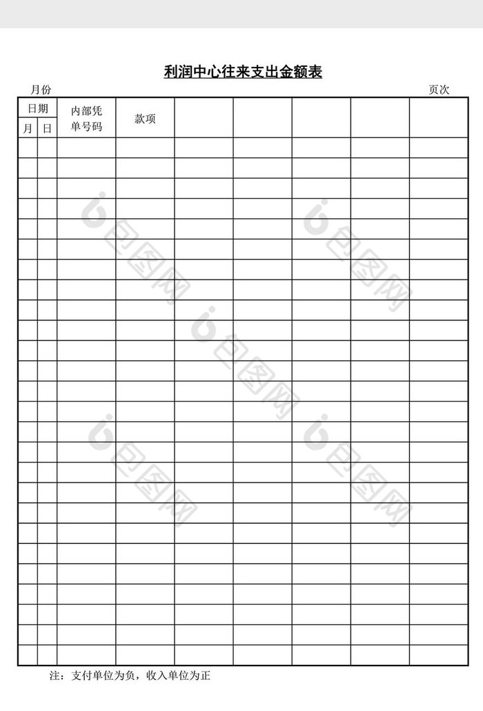 利润中心往来支出金额表word文档