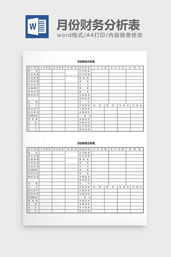 月份财务分析表word文档图片