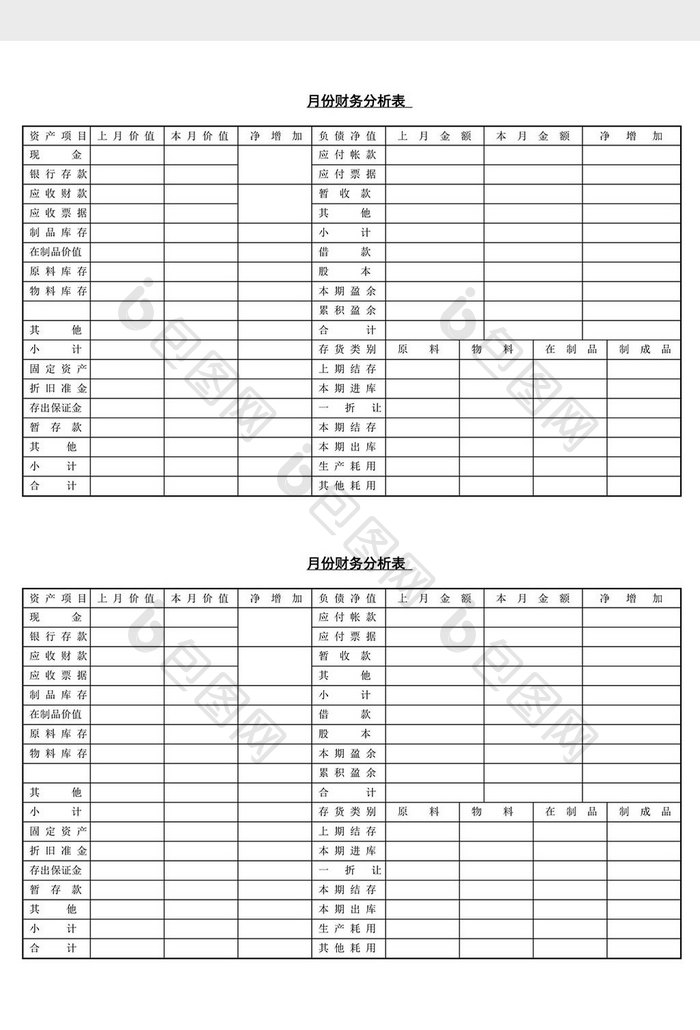 月份财务分析表word文档