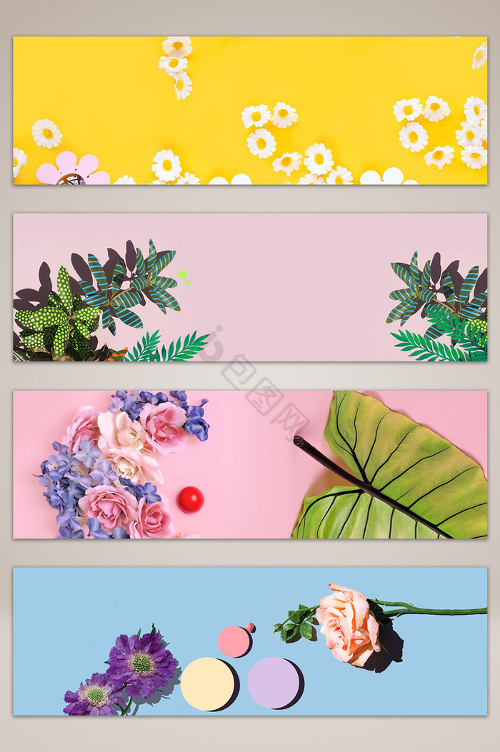 化妆品色彩花卉搭配banner海报图片