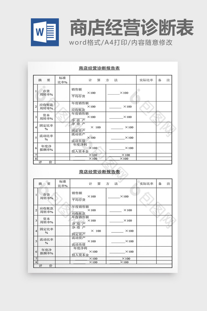 销售管理诊断商店经营诊断表Word文档图片图片