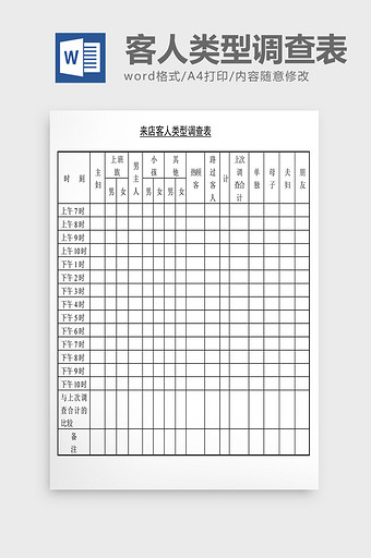 销售管理诊断客人类型调查表Word文档图片
