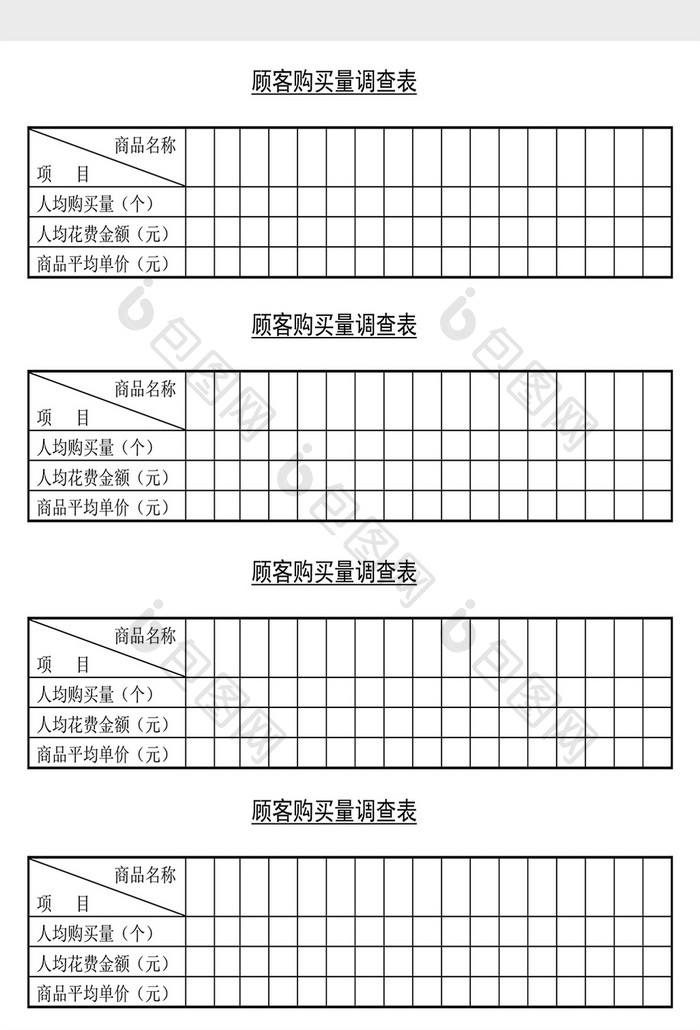 销售管理诊断顾客购买量调查表Word文档